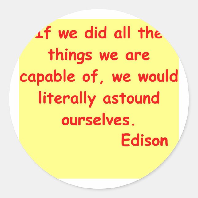 Thomas Edison quote Classic Round Sticker (Front)
