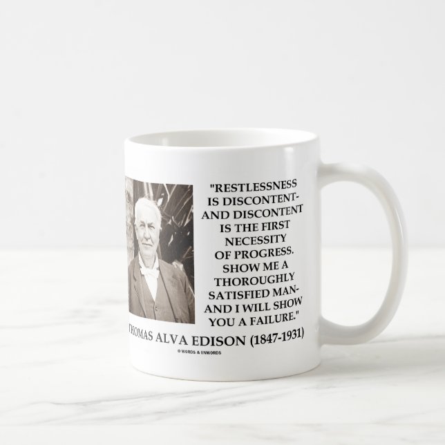 Thomas Edison Restlessness Discontent Progress Coffee Mug (Right)