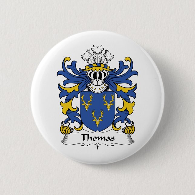 Thomas Family Crest 2 Inch Round Button (Front)