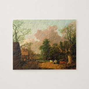Thomas Gainsborough   A Landscape with Figures, Fa Jigsaw Puzzle