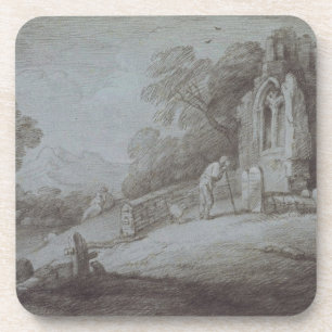 Thomas Gainsborough   Churchyard with Figure Conte Coaster