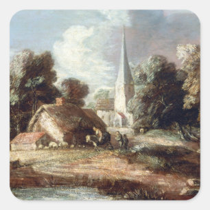 Thomas Gainsborough Landscape with Cottage Square Sticker