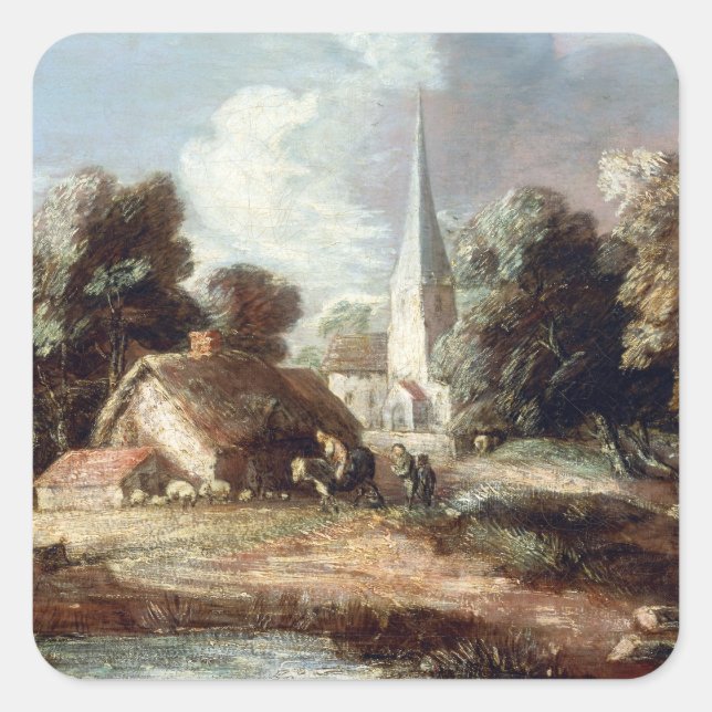 Thomas Gainsborough Landscape with Cottage Square Sticker (Front)