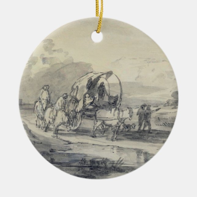 Thomas Gainsborough | Open Landscape with Herdsman Ceramic Ornament (Front)