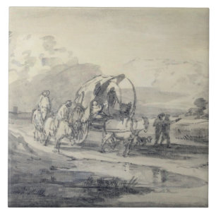 Thomas Gainsborough   Open Landscape with Herdsman Tile