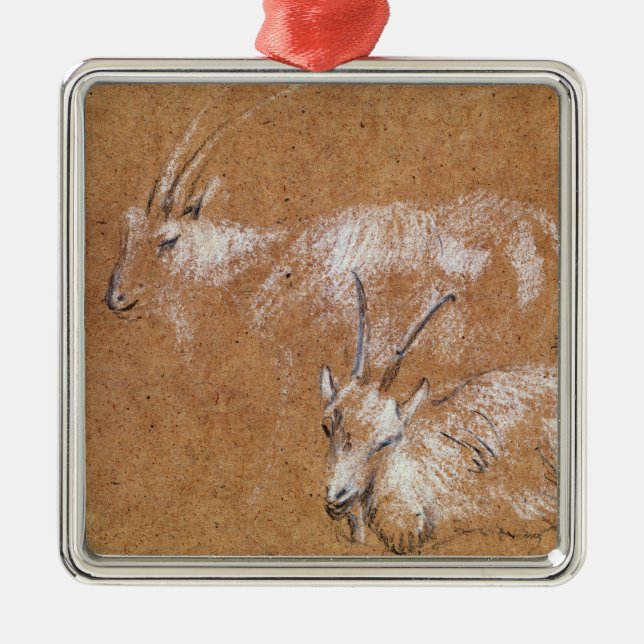 Thomas Gainsborough | Study of Goats (drawing) Metal Ornament (Front)