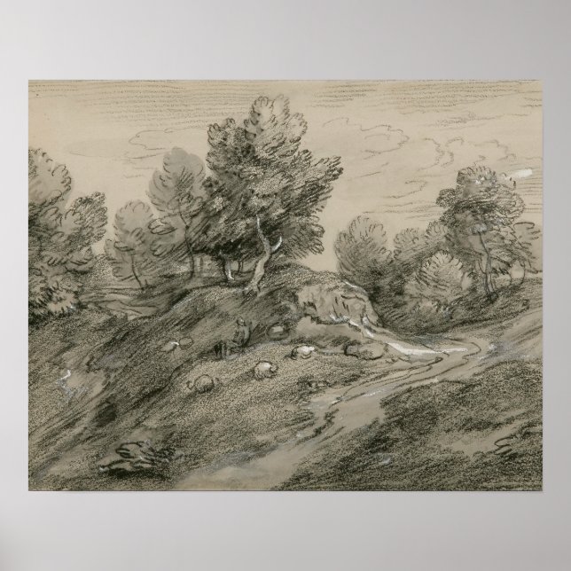 Thomas Gainsborough - Wooded Upland Landscape with Poster (Front)