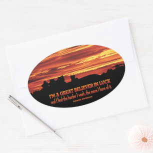 Thomas Jefferson Inspirational Quote "Luck" Oval Sticker
