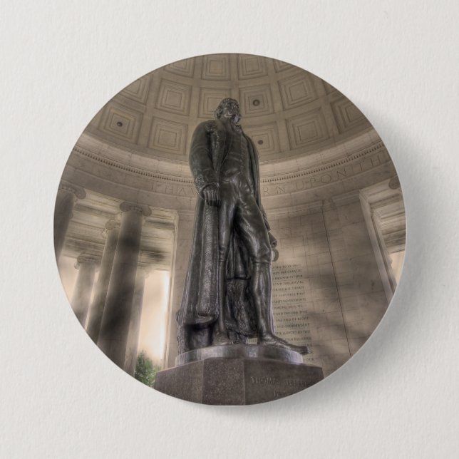 Thomas Jefferson Memorial Bronze Statue 3 Inch Round Button (Front)