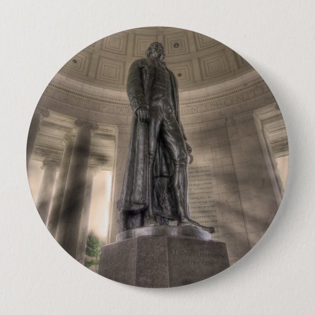 Thomas Jefferson Memorial Bronze Statue 4 Inch Round Button (Front)