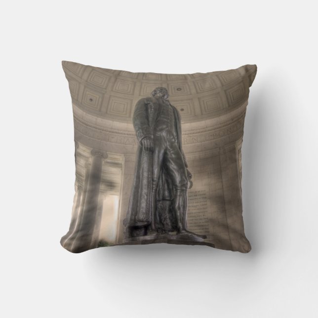 Thomas Jefferson Memorial Bronze Statue Throw Pillow (Front)