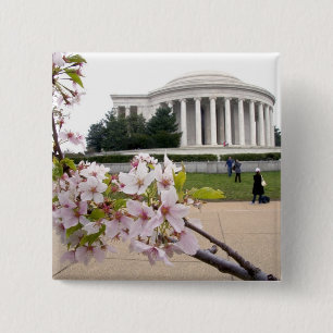 Thomas Jefferson Memorial with cherry blossoms 2 Inch Square Button
