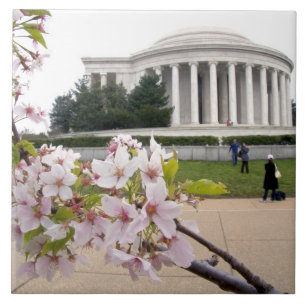 Thomas Jefferson Memorial with cherry blossoms Tile