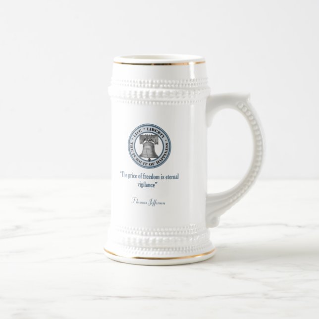 Thomas Jefferson Quote (Vigilance) Beer Stein (Right)