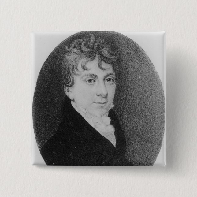 Thomas Love Peacock 2 Inch Square Button (Front)