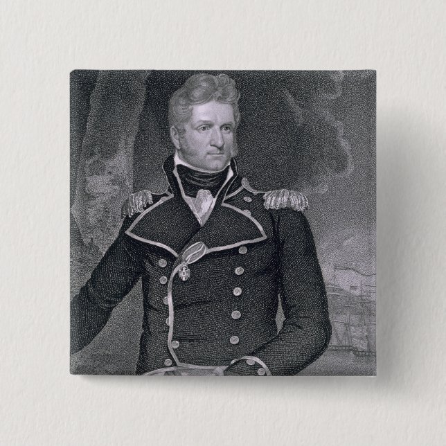 Thomas Macdonough (1783-1825) engraved by John B. 2 Inch Square Button (Front)