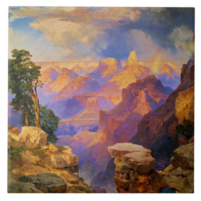 Thomas Moran art, Grand Canyon with Rainbow Tile (Front)