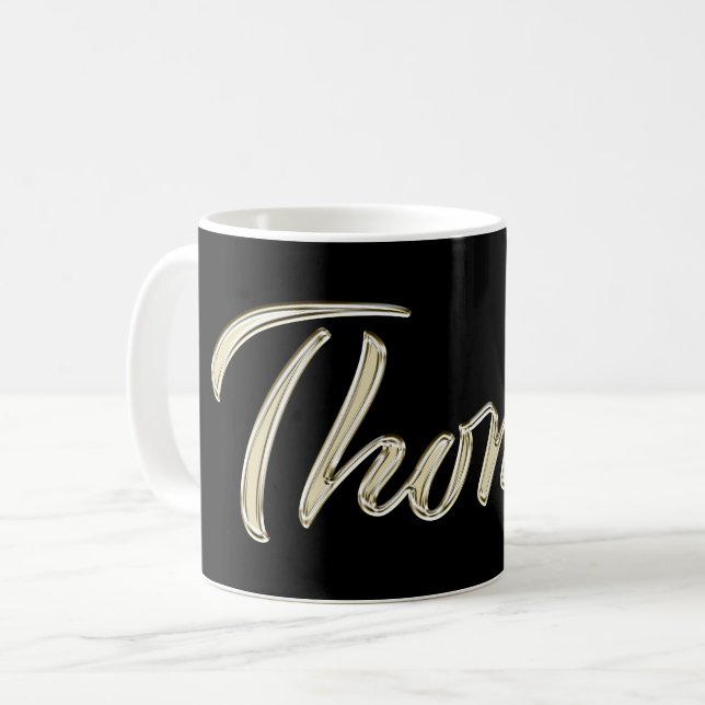 Thomas name white gold cup tea cup coffee cup (Front Left)