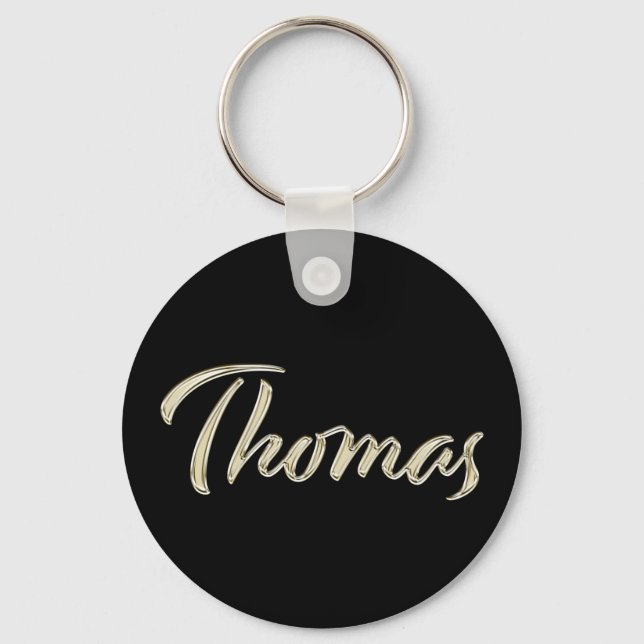 Thomas Name whitegold Button Schlüsselanhänger Keychain (Front)