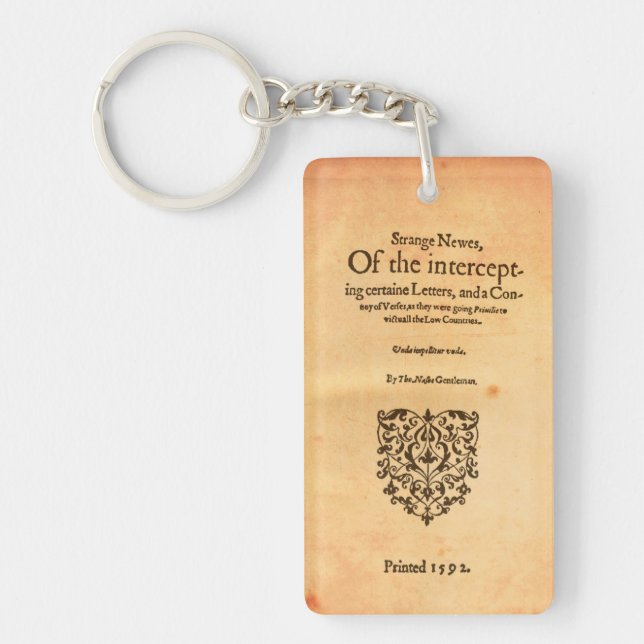 Thomas Nashe 1592 Title Page Shakespeare Keychain (Front)