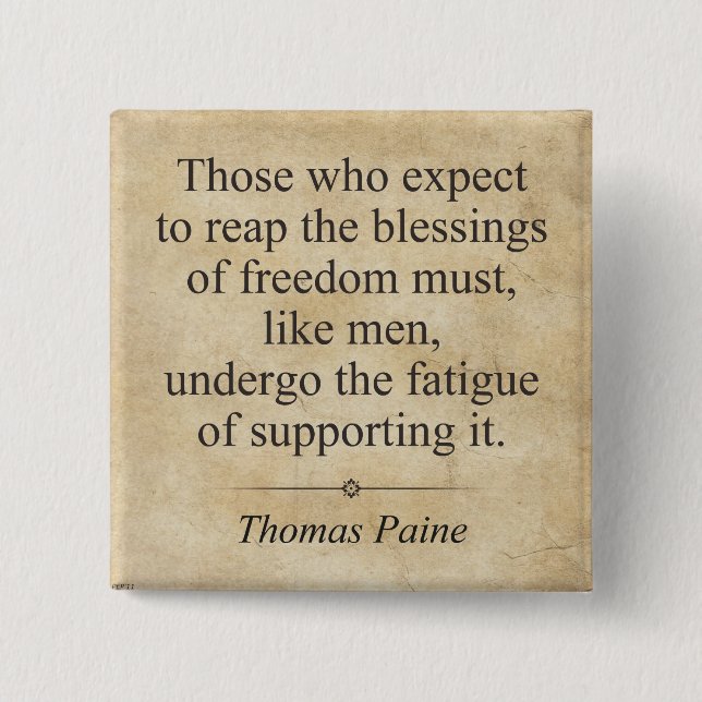 Thomas Paine 2 Inch Square Button (Front)