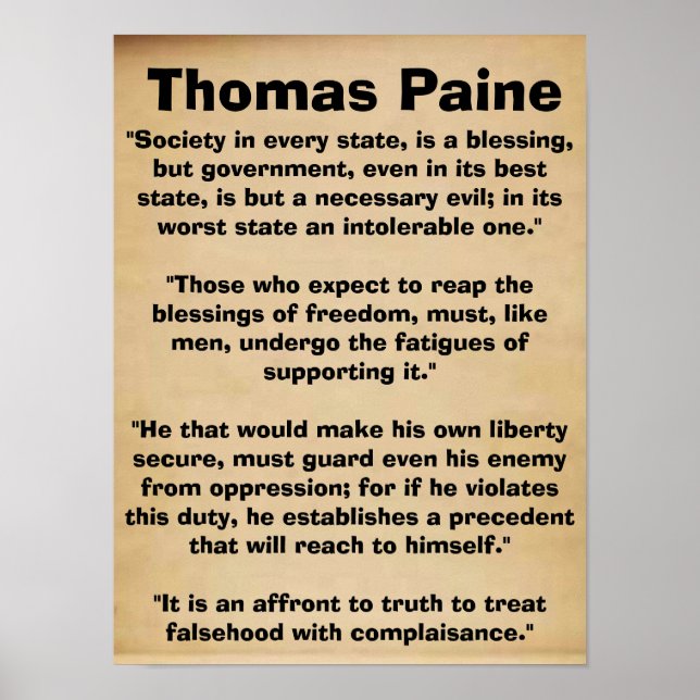 Thomas Paine Citations Poster (Devant)
