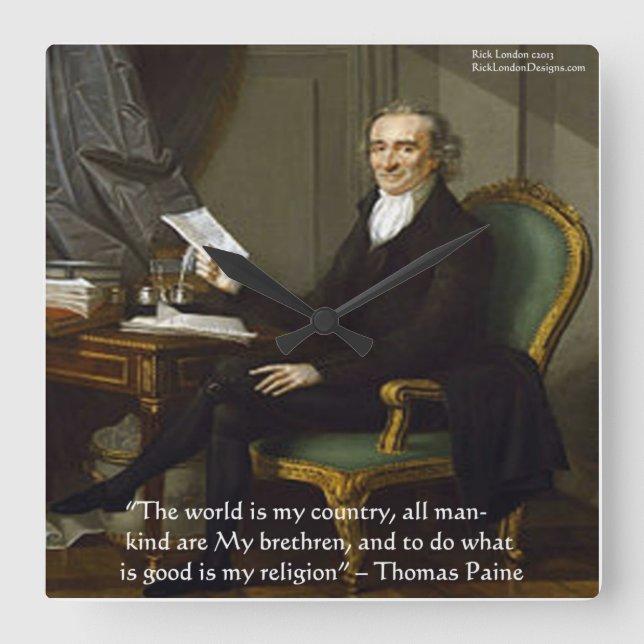 Thomas Paine "My Religion" Wisdom Quote Wall Clock (Front)