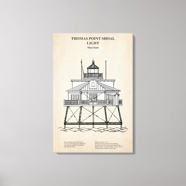 Thomas Point Shoal Lighthouse - Maryland - SBD Canvas Print (Front)
