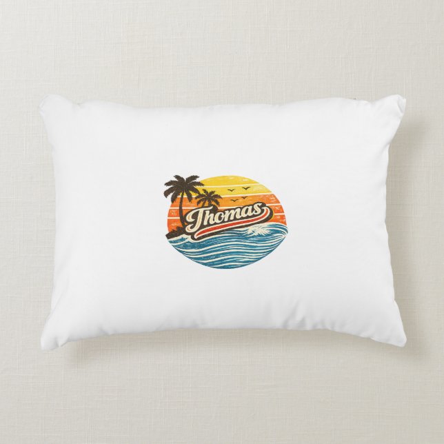 Thomas Retro Sunset Name Design Accent Pillow (Front)