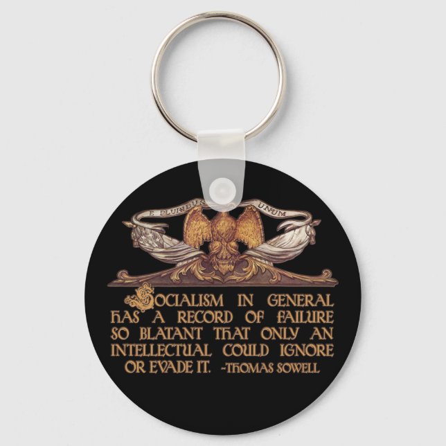 Thomas Sowell Quote on Socialism Keychain (Front)