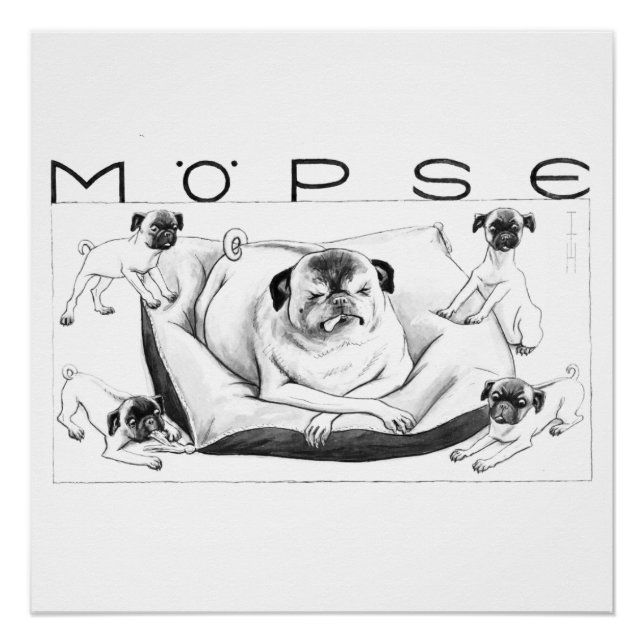 Thomas Theodor Heine - Möpse Poster Canvas Imprime (Devant)