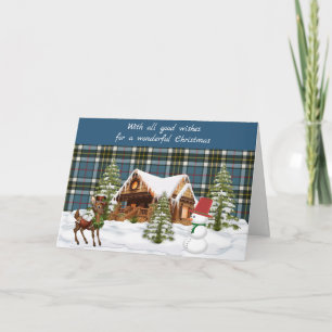 Thompson Blue Scottish Tartan Christmas Holiday Card