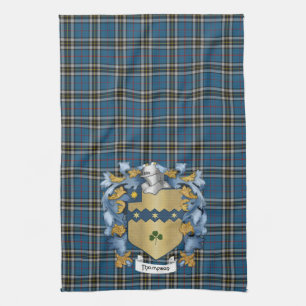 Thompson Family Crest and Tartan (Irish) Kitchen Towel