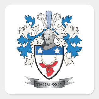 Thompson Family Crest Coat of Arms Square Sticker