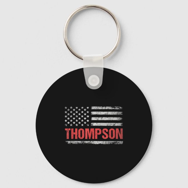 Thompson Name American Flag - Thompson Last Name  Keychain (Front)