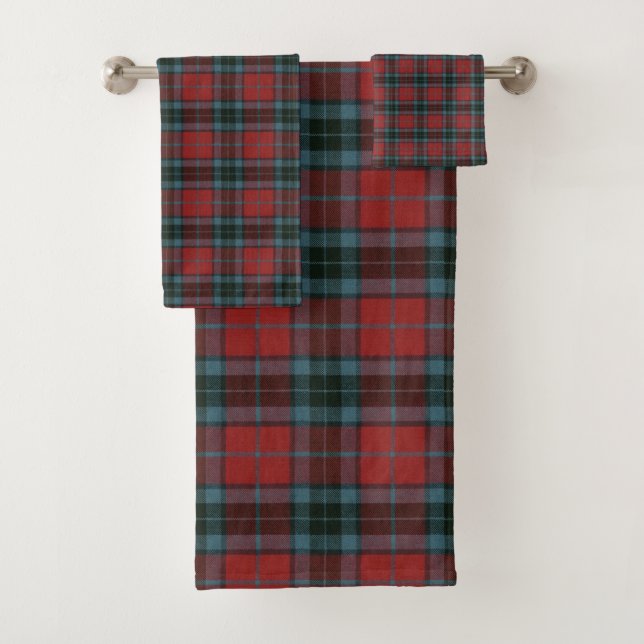 Thompson Red Modern Original Scottish Tartan Bath Towel Set (Insitu)
