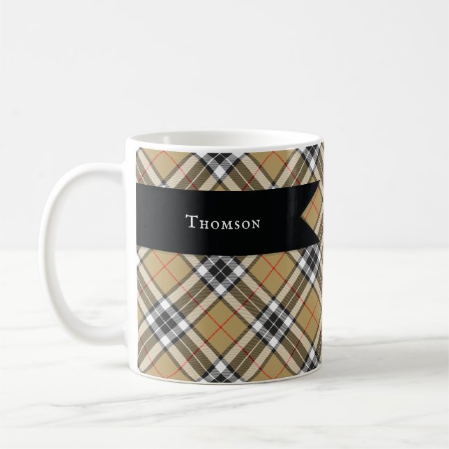 Thomson Camel Tartan Plaid Pattern Family Fashion Coffee Mug (Left)