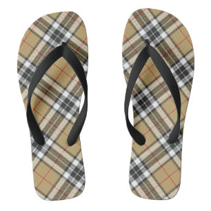 Thomson Camel Tartan Plaid Pattern Family Fashion Flip Flops