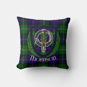 Thomson Scottish Clan Tartan & Crest Throw Pillow