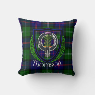 Thomson Scottish Clan Tartan & Crest Throw Pillow