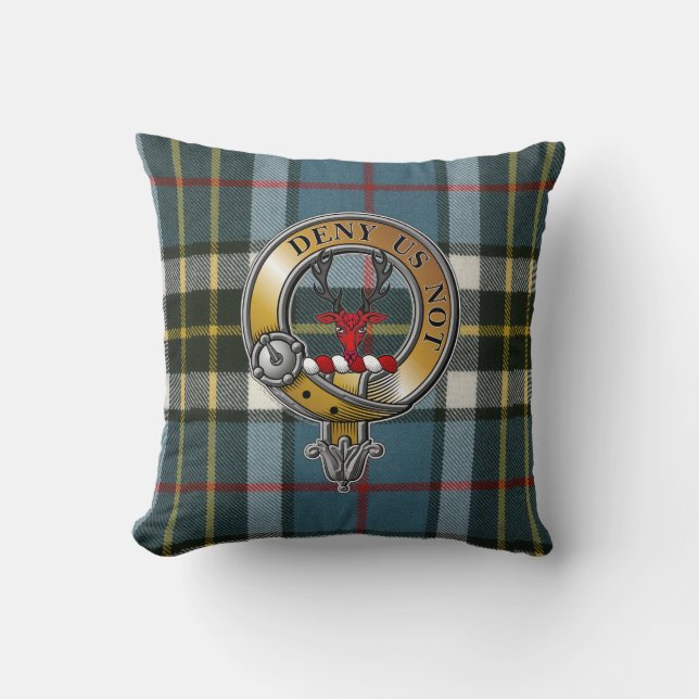 Thomson Tartan & Badge Throw Pillow (Front)