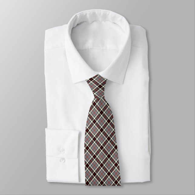 Thomspon Clan Grey Formal Dress Tartan Tie (Tied)