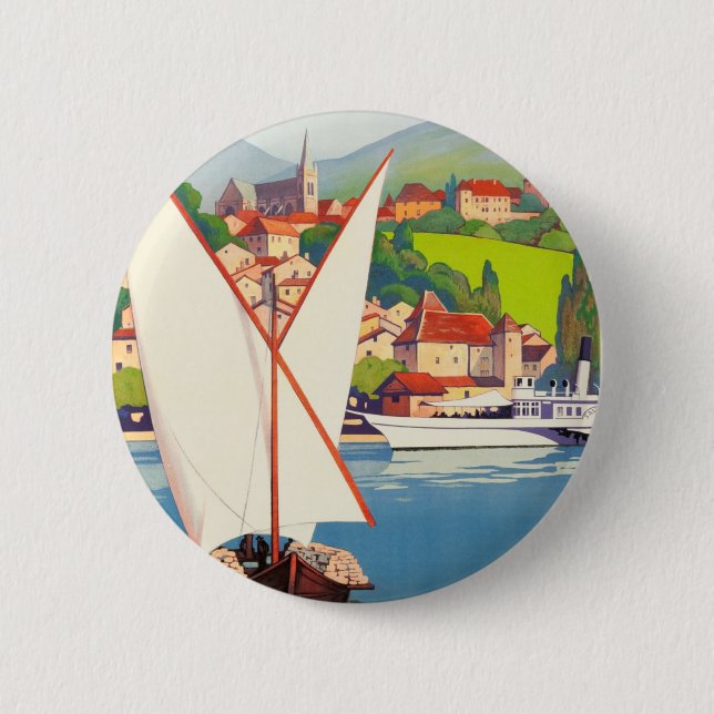Thonon Les Bains French Travel Europe 2 Inch Round Button (Front)