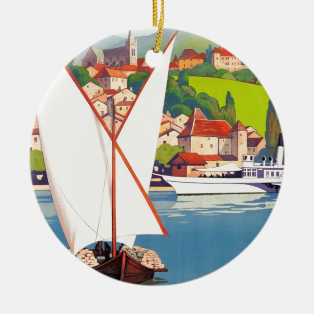 Thonon Les Bains French Travel Europe Ceramic Ornament (Front)