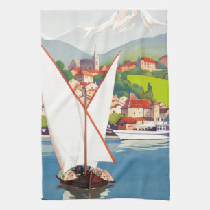 Thonon Les Bains French Travel Europe Kitchen Towel