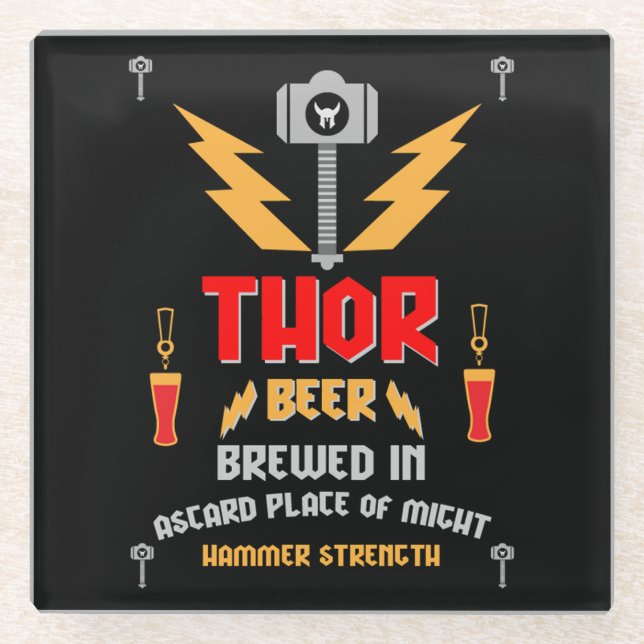 Thor Beer Germanic Paganism Glass Coaster (Front)
