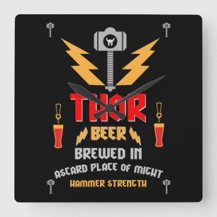 Thor Beer Thor Fat - Thor Hammer - Thor Axe  Square Wall Clock