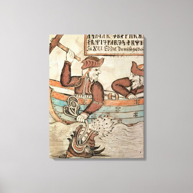 Thor fishing for the serpent of Midgard Canvas Print (Front)