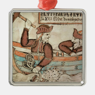 Thor fishing for the serpent of Midgard Metal Ornament