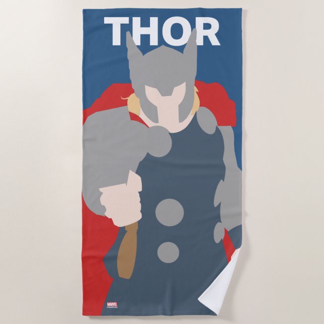 Thor Flat Color Character Art Beach Towel (Front)